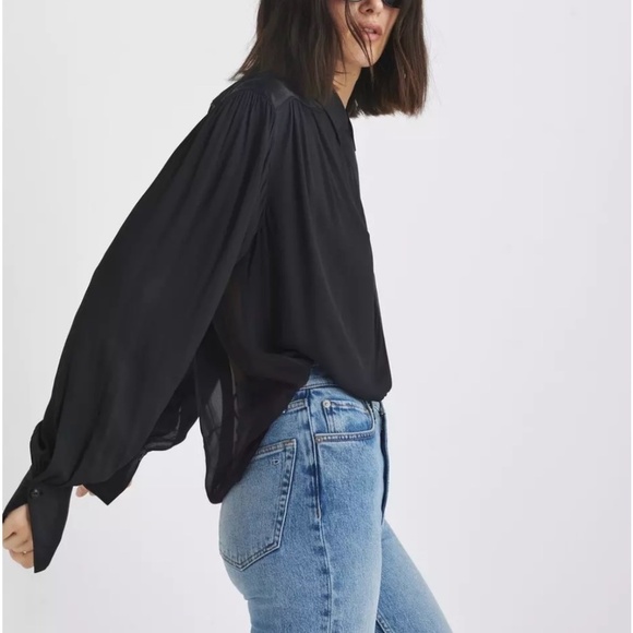 Rag & Bone black long sleeve blouse top size small - Picture 1 of 8